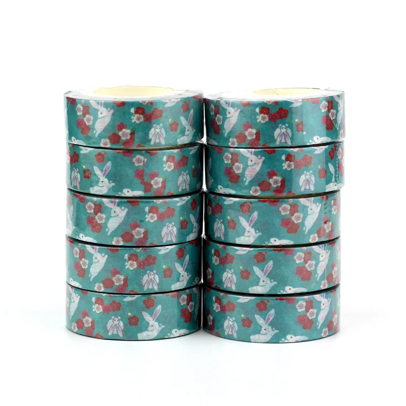 NEW 10 Rolls Decorative White Rabbit and Bloom Washi Tapes for