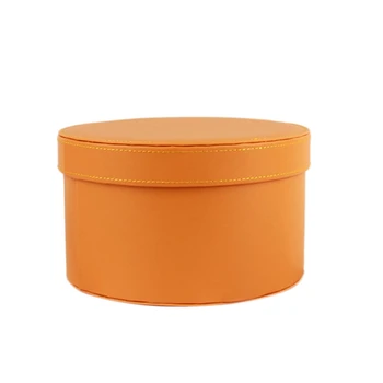 

New Pudding Leather Round Box Flower Arrangement Gift Box Bride Gift Box Round Huge Bucket Flower Box
