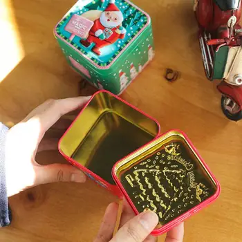 

6Pcs Square Tinplate Iron Boxes Portable Durable Practical Christmas Boxes Square Candy Box Tinplate Jars for Store Home
