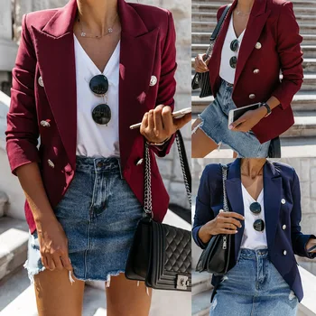 

Streetwear Elegant Turn Down Collar Autumn Coats and Jackets Women Slim Ladies Coat Double-Breasted Female Casual Clothes 2020