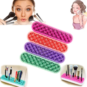 

Silicone Makeup Brush Holder Organizer Multiple Grids Beauty Tool Accessories Portable Cosmetic Storage Rack Cosmetic Containers