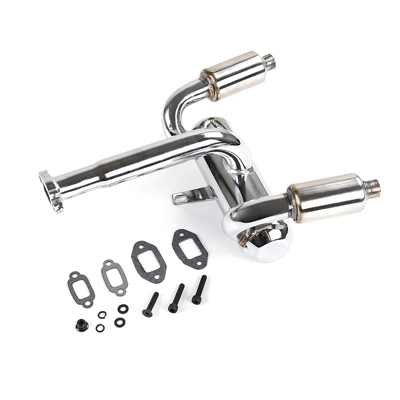 

2 Hole Exhaust Pipe Power Riser Rear Bumper Fit 1/5 ROVAN HPI BAJA RV KM 5B 5T Exhaust Tuned Pipe Muffler for 1/5 HPI KM Rovan