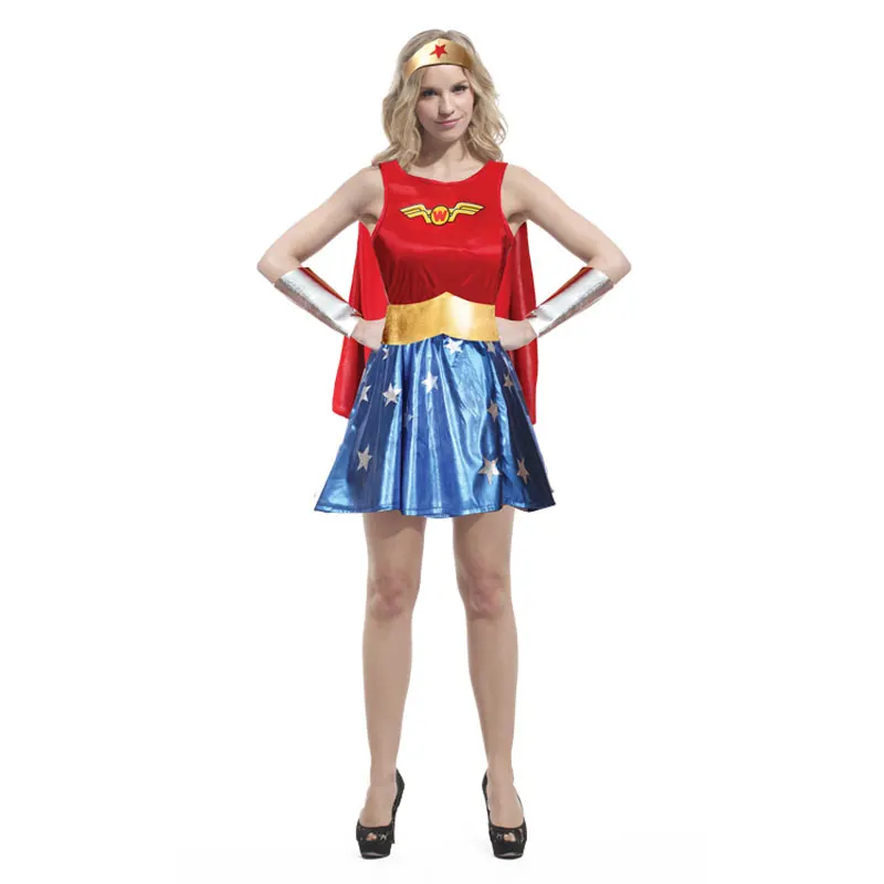 Umorden Purim, карнавальные вечерние костюмы на Хэллоуин, семейный костюм Wonder Woman, карнавальный костюм Wonder Girl, нарядное платье для взрослых и детей - Цвет: women
