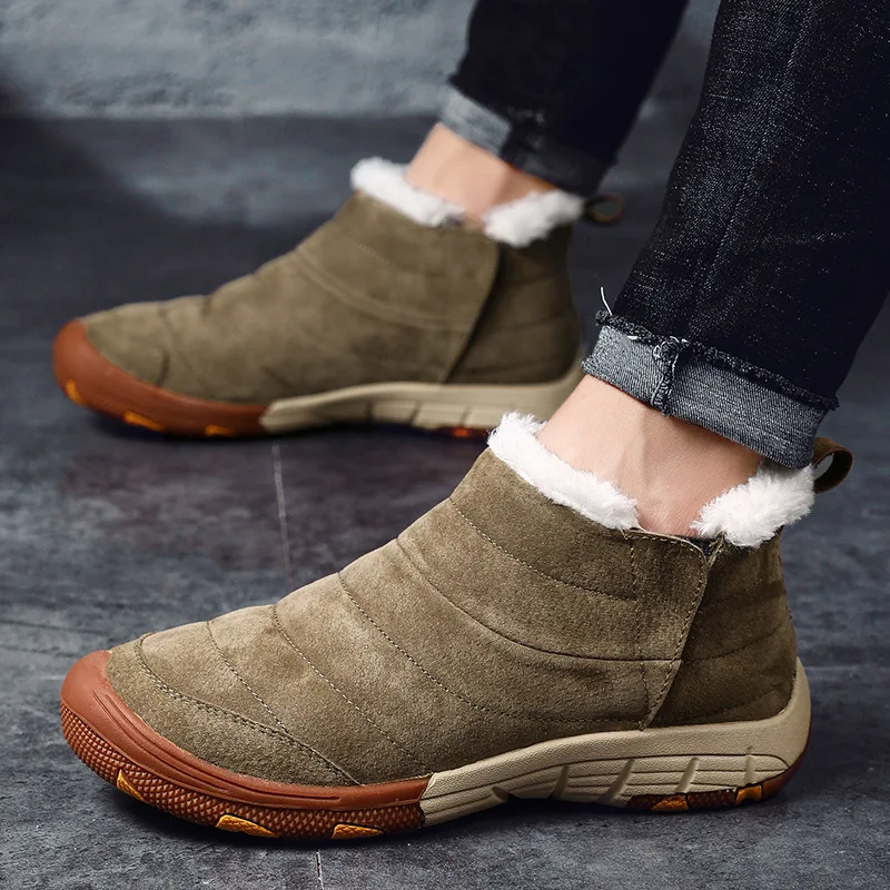 Skup Merkmak zimowe męskie buty ciepłe antypoślizgowe botki 2019 nowy okrągły nosek buty w stylu casual wodoodporny duży rozmiar męskie zimowe botki