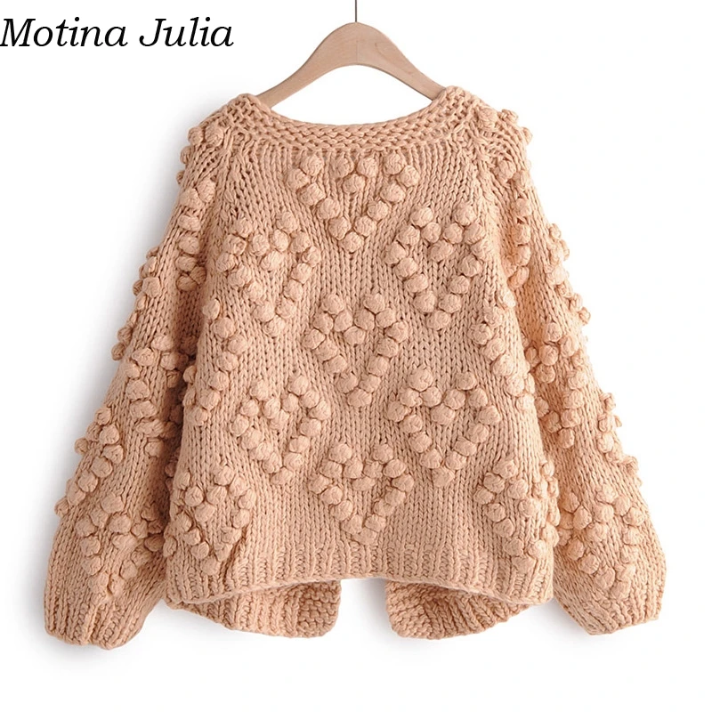 Motina Julia элегантный вязаный свитер с сердцем женский осенне-зимний теплый свитер женский кардиган вязаный Повседневный крутой верхней одежды