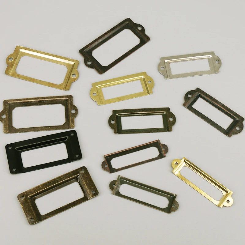 10 pezzi per biblioteca da ufficio, cassetto, armadietto, etichetta per carta, porta etichette, struttura in metallo con viti, nero, bronzo, oro, argento - immagine 2