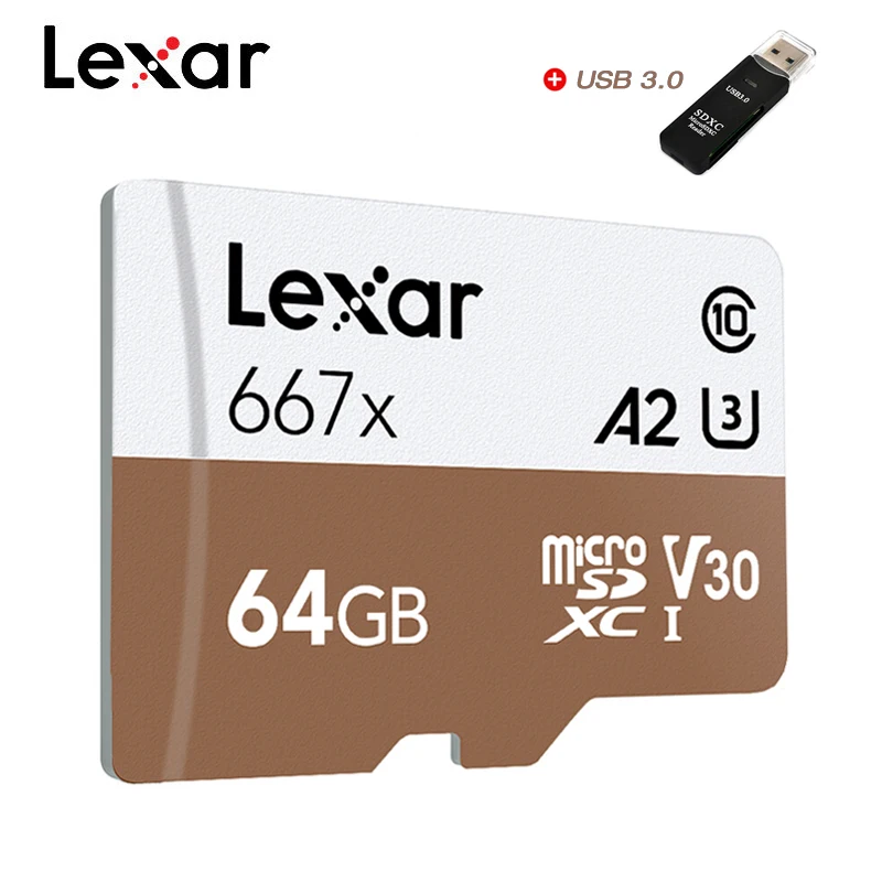 Профессиональная карта Micro SD Lexar 667x 64 ГБ 128 256 макс. 100 флэш памяти 4K карта|Карты