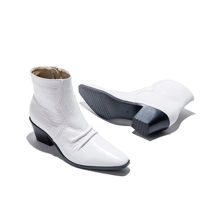 EilyKen/Классические ковбойские ботильоны из искусственной кожи женские ботинки на танкетке и высоком каблуке белые, черные ковбойские женские ботинки г. Женская обувь, размер 43