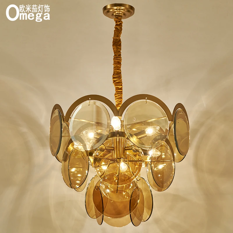 Postmodern creative brown glass chandelier Nordic living room bedroom designer art cafe restaurant lighting
