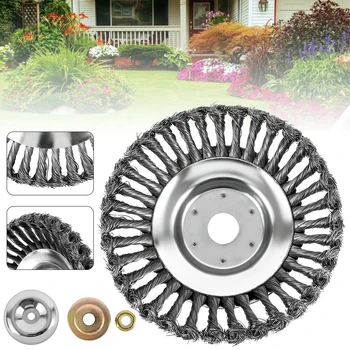 

8" Steel Wire Wheel Brush Grass Trimmer Head Weed Cleaning Garden+3 Accessories For Lawn Mowers