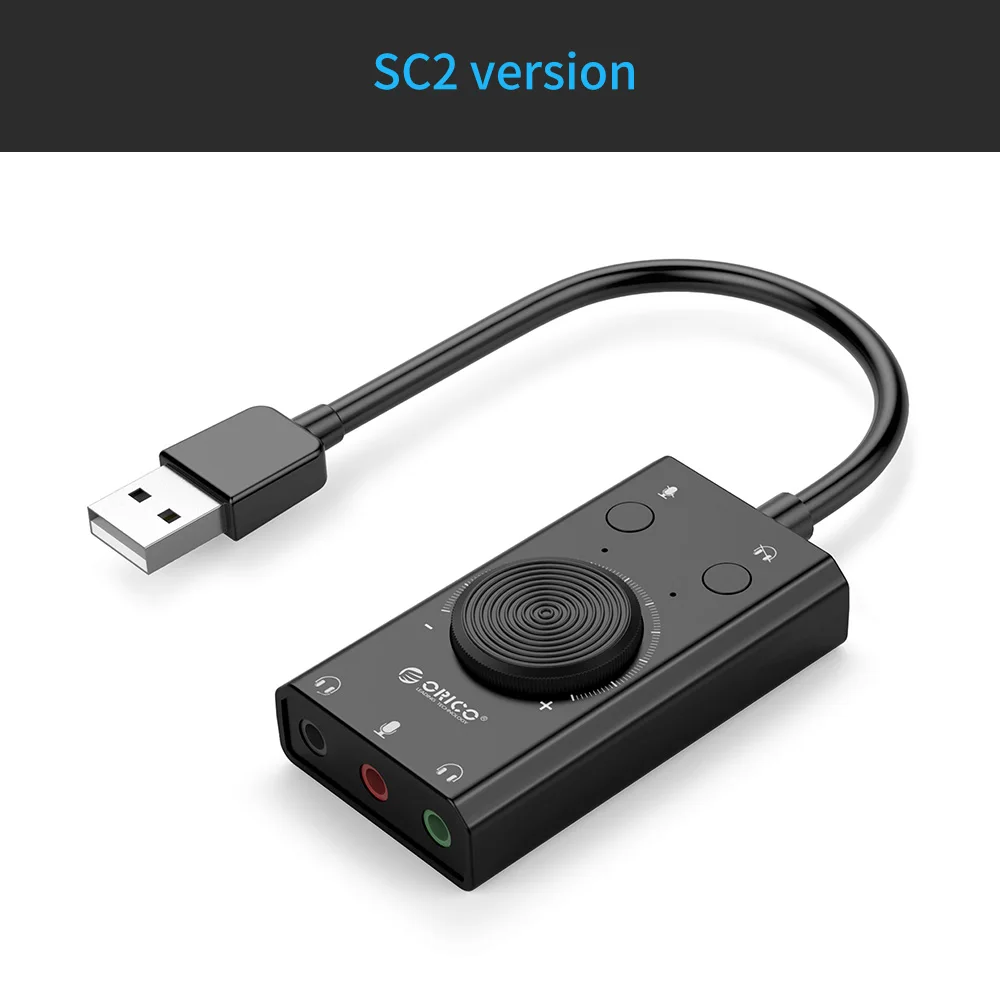 SC2 ORICO Внешняя USB Звуковая карта стерео USB звуковая карта Микрофон динамик аудио разъем 3,5 мм кабель адаптер для ПК ноутбука Бесплатный привод - Цвет: SC2