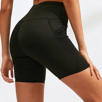

Womens High Waisted Workout Shorts with Side Mesh Pocket Tummy Control Compression Leggings Running Athletic Tights