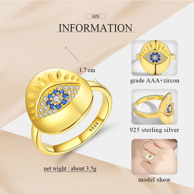KALETINE, 925 пробы, серебряные кольца для женщин, кольцо от сглаза, главный камень CZ, обручальные кольца, Золотое кольцо, турецкое ювелирное изделие, Allied Express