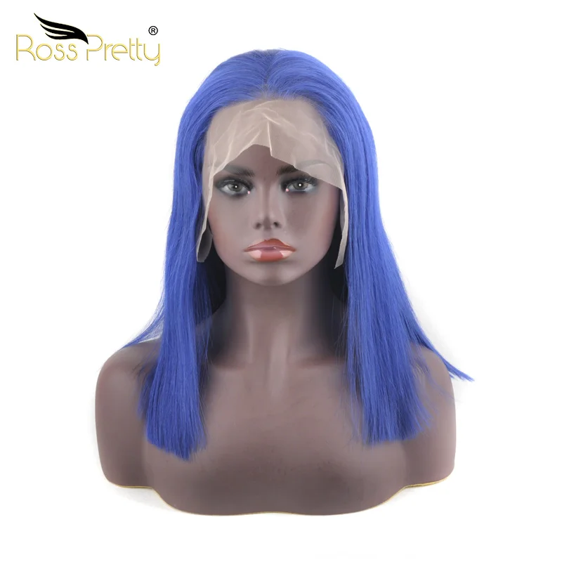 

Ross Pretty lace frontal human hair wigs Thickest bob wig transparent Lace Front Wig 180% density Brazilian blue bob wig