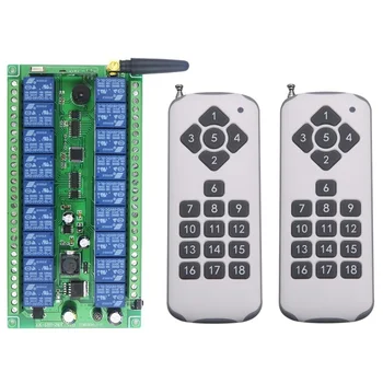 

DC12V 24V Wide voltage 18CH 18Channe RF wireless remote control switch System, 2 * Transmitter + 1 * Receiver,315/433 MHZ
