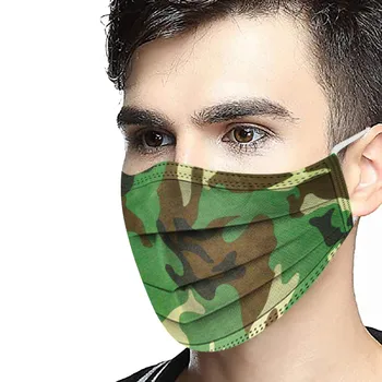 

50PCS Camouflage Disposable Mask Blue Green Khaki 3ply Mask Unisex Adult Non-woven Mouth Cover Masque Jetable Mascarillas