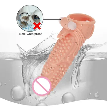 Vibrating Penis Enlargement Condoms Reusable Extender Sleeve   Delayed Ejaculation Sex Toys For Men Adults Products 5