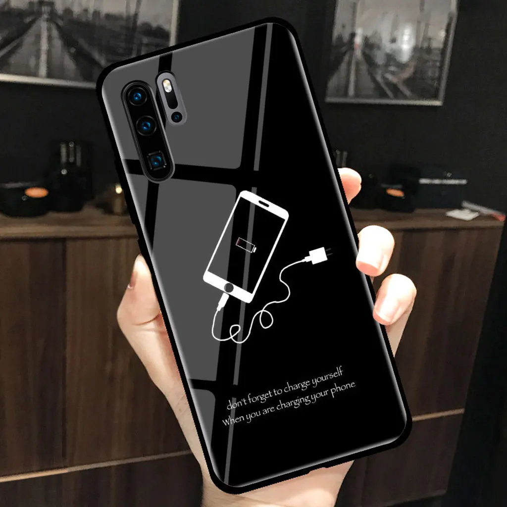 Мультяшная иллюстрация, стеклянный чехол для huawei p20 p30 mate20 pro lite p20pro mate20pro, ударопрочный жесткий чехол с рисунком - Цвет: P0300B