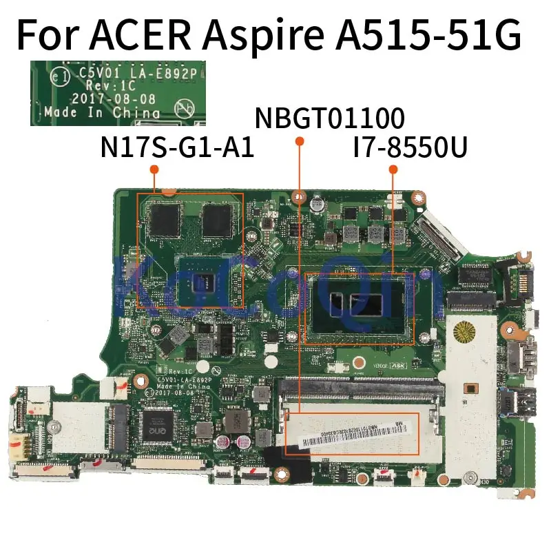Материнская плата для ноутбука NBGT01100 KoCoQin ACER Aspire A515 51G|Материнские платы