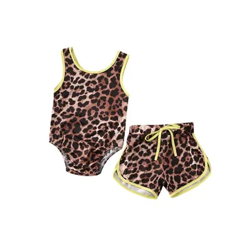 

2020 Hot Newborn Baby Girls 2Pcs Swimwear Leopard Print Sleeveless Bikini Set Toddler Summer Beach Swimsuit Holiday Bathing Suit