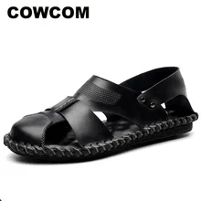COWCOM летние дышащие пляжные сандалии мужские спортивные кожаные туфли для отдыха CLK-6658