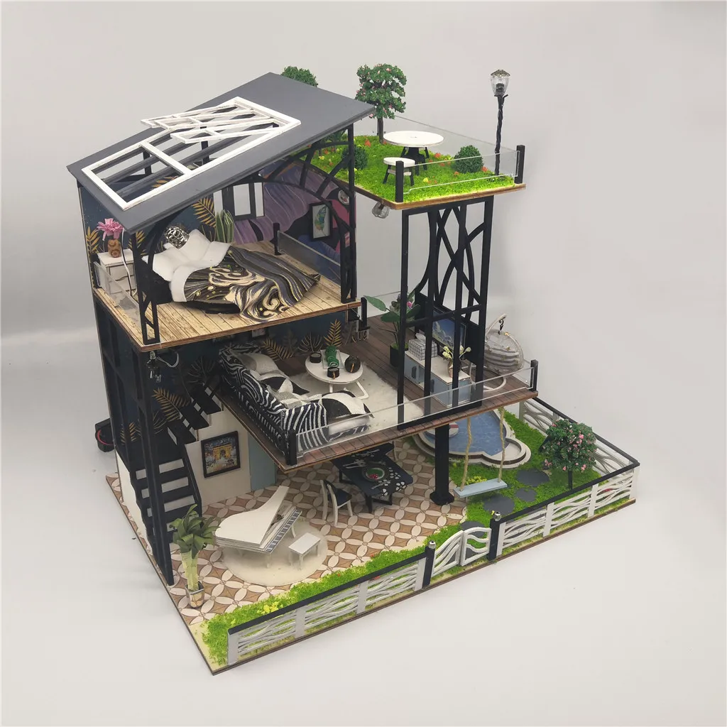 Моделирование домашняя игрушка 3D Деревянный DIY Миниатюрный Кукольный домик горная вилла украшения детские игрушки ремесла подарки 1227