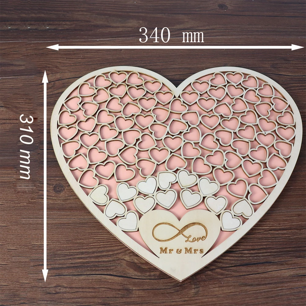 Heart shape Wedding Guest book Decoration Rustic Pink Sweet Heart Drop box Wedding drop box 3D Guestbook with wooden box (4)