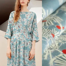 140 см шириной 180 г/м белый цветочный принт синий тенсель и брюки из рами платье рубашка блузка куртка ткань E1090