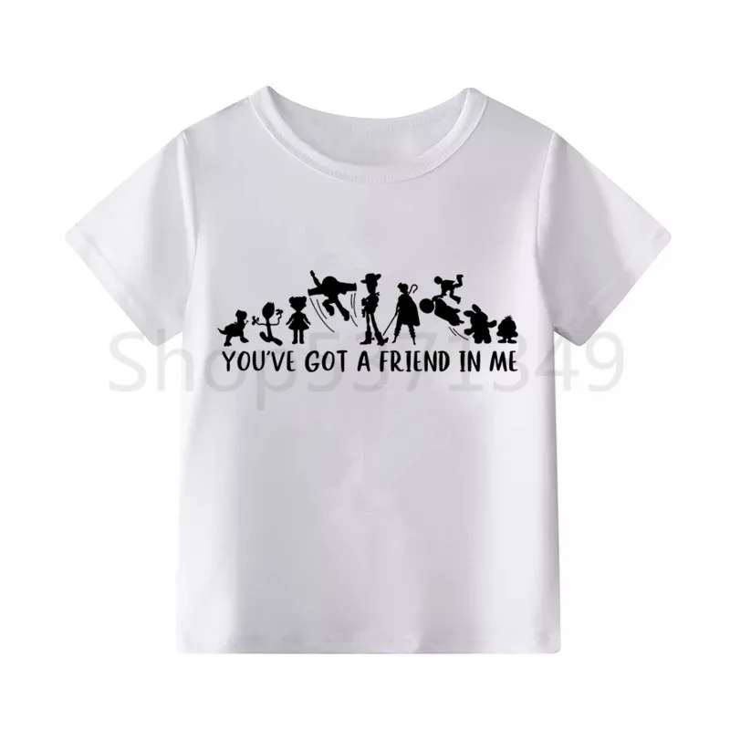 Toy Story/модная футболка с забавным принтом из мультфильма «You 've Got A Friend In Me» детские летние топы с круглым вырезом, футболки для мальчиков и девочек