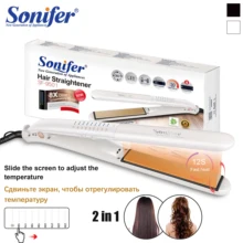 ЖК-дисплей турмалиновые керамические пластины утюжок для выпрямления волос Инструменты для укладки профессиональный выпрямитель для волос 220 В Sonifer