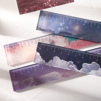 

Journamm 160*30mm Acrylic Ruler Ins Style Snow Sky Star Kawaii Stationery Drawing Straight Rulers for Office School Stationery