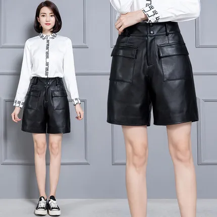 

2020 Women New Real Genuine Sheep Leather Shorts KS60