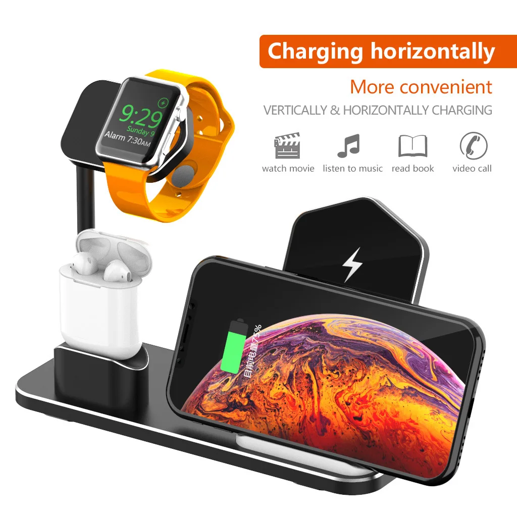 Trinity Aluminum Alloy iPhone Wireless Charging Seat Applicable to Apple Mobile Watch Headphone Cha