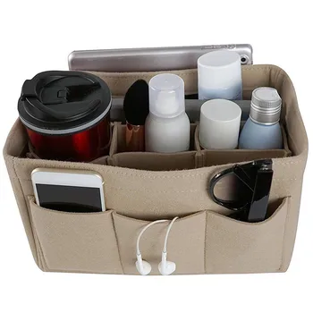 

Felt Insert Bag Zipper Multi Pocket Handbag Purse Organizer Holder Makeup Travel Storage Tote Shaper Fabric Bag #R10