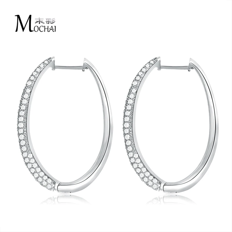 

2019 New European And American Gold Color Unilateral Inlaid Zircon High Quality Boutique Oval Earrings Jewelry ZK40