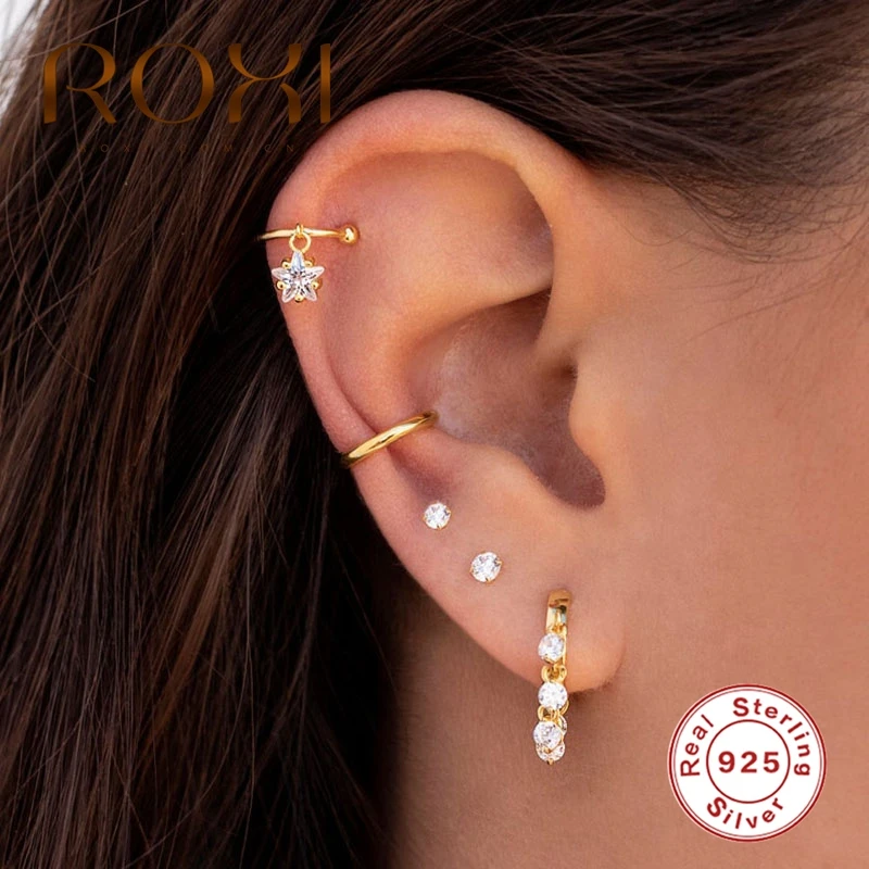 ROXI Pentagram Star Twist Zircon Crystal NO Piercing Ear Cuffs for Women INS Simple Glossy Clip on Earrings Pendientes Brincos | Украшения