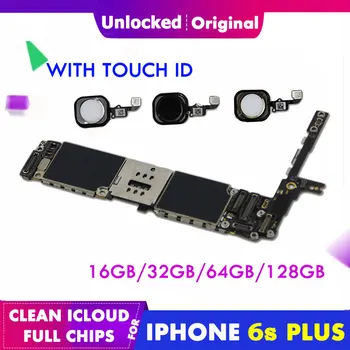 

For iPhone 6S Plus 5.5 inch Original Unlocked Motherboard with Touch ID Mainboard Main Logic Mother Boards iCloud Remove Unlock