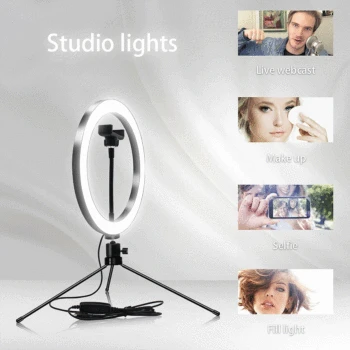 

26cm LED Ring Fill Lights Dimmable Camera Phone Ring Lamp with Stand Tripod for Makeup Video Live Studio