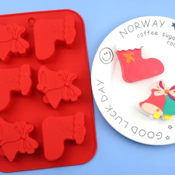 

Christmas Holiday Series Gift 6 Cavity Christmas Socks Silicone Cake Mold Fragrance Mode High-temperature Resistant
