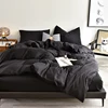Bedding Set High Quality Skin Friendly Fabric Black Duvet Cover Set Solid Color Single Double King Size Quilt Cover Set 1