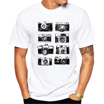 TEEHUB Hipster Photo Cameras Collection Men T-Shirt Fashion Retro Cameras Printed Tshirts Short Sleeve t shirts Essential Tee
