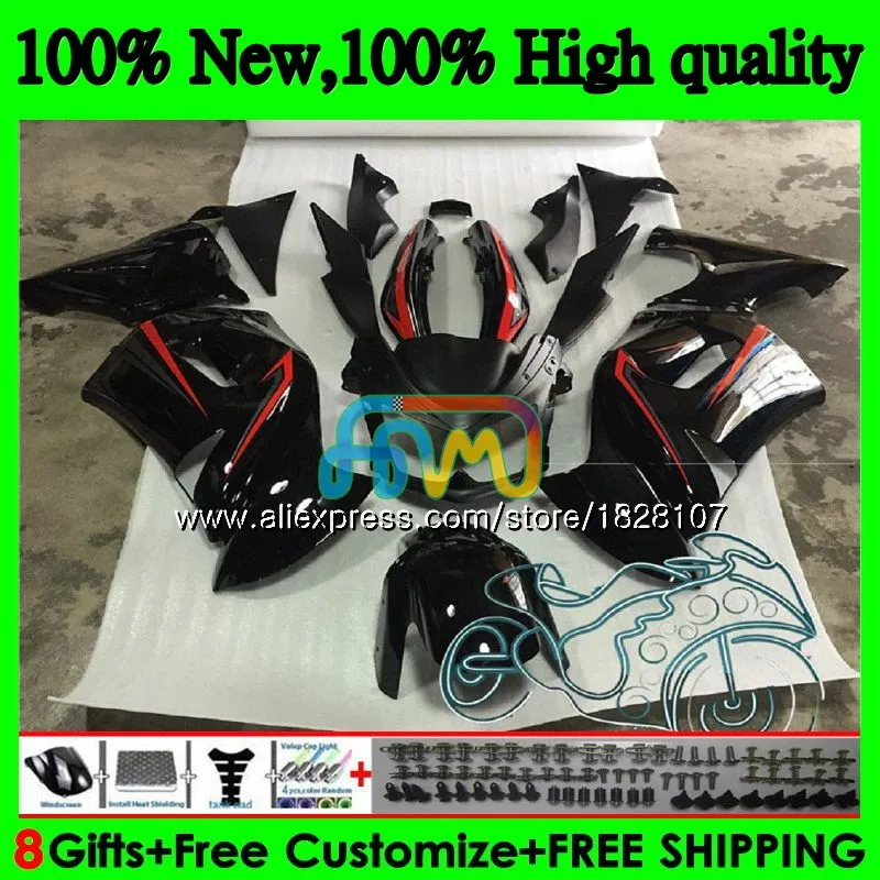 Корпус для KAWASAKI 650R ER6 F 650 R ER 6 F ER6F 06 650R-ER6F 6BS. 18 ER-6F ER 6F 06 07 новые черные и красные 08 2006 2007 2008 комплект обтекателей