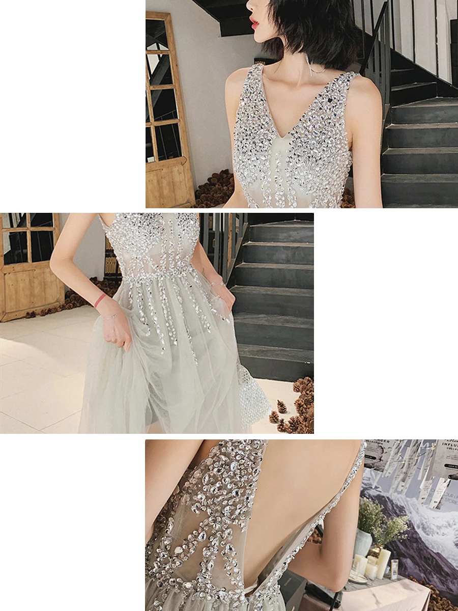 Это Yiiya вечернее платье с v-образным вырезом и кристаллами, вечерние платья, элегантные E1355 размера плюс с открытой спиной, длинное платье de soiree