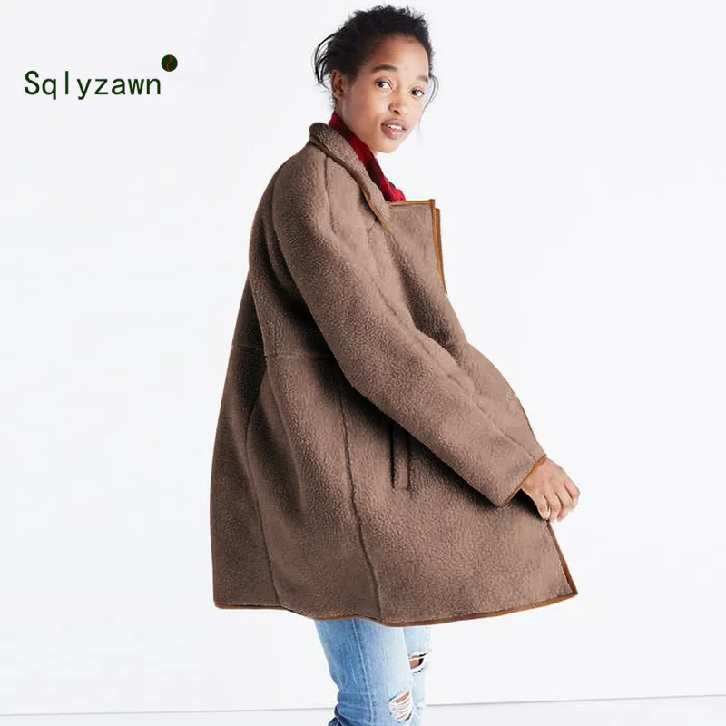 Зимняя женская куртка-бомбер из искусственного меха, модное флисовое пальто из искусственного меха, жакет Женская верхняя одежда, теплая Повседневная Женская водолазка, Длинные куртки