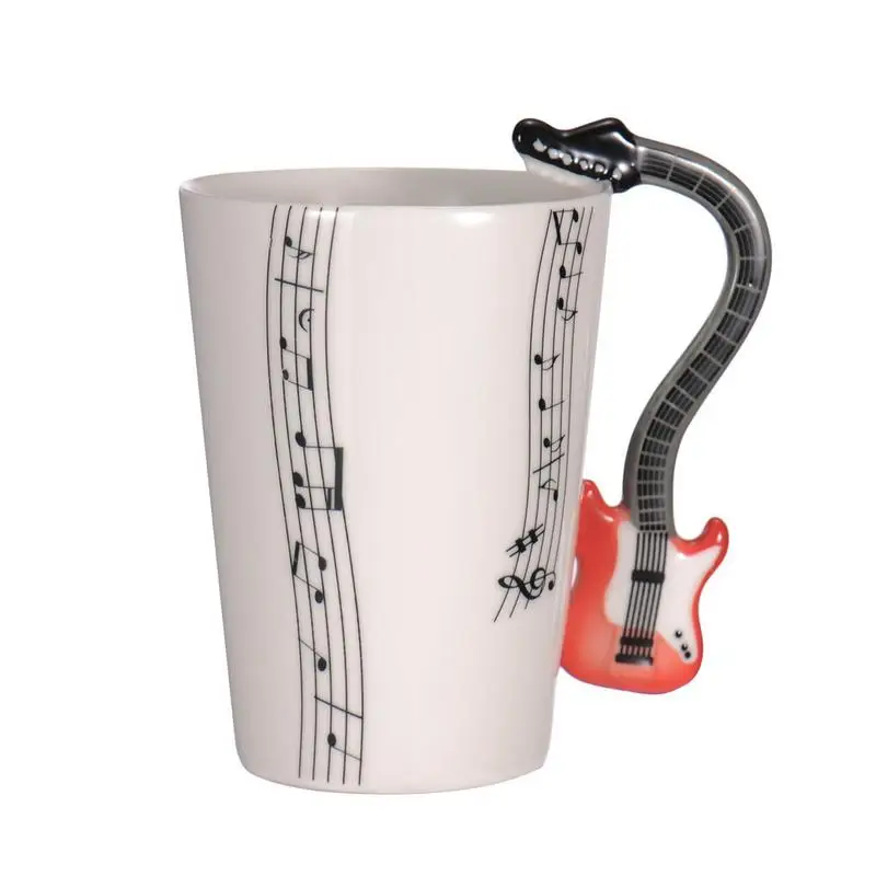 Creative Music Violin Guitar Ceramic Mug Coffee Tea Milk Stave Cups with Handle Coffee Mug Novelty Gifts for Wedding Birthday - Цвет: 28