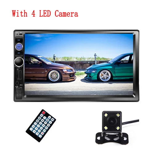 7010B 4 LED Camera Автомобильная семейная 2 Din Автомобильная Радио " Bluetooth стерео Мультимедийный плеер авторадио MP3 сенсорный экран авто радио Поддержка камеры заднего вида - Цвет: 7010B 4 LED Camera