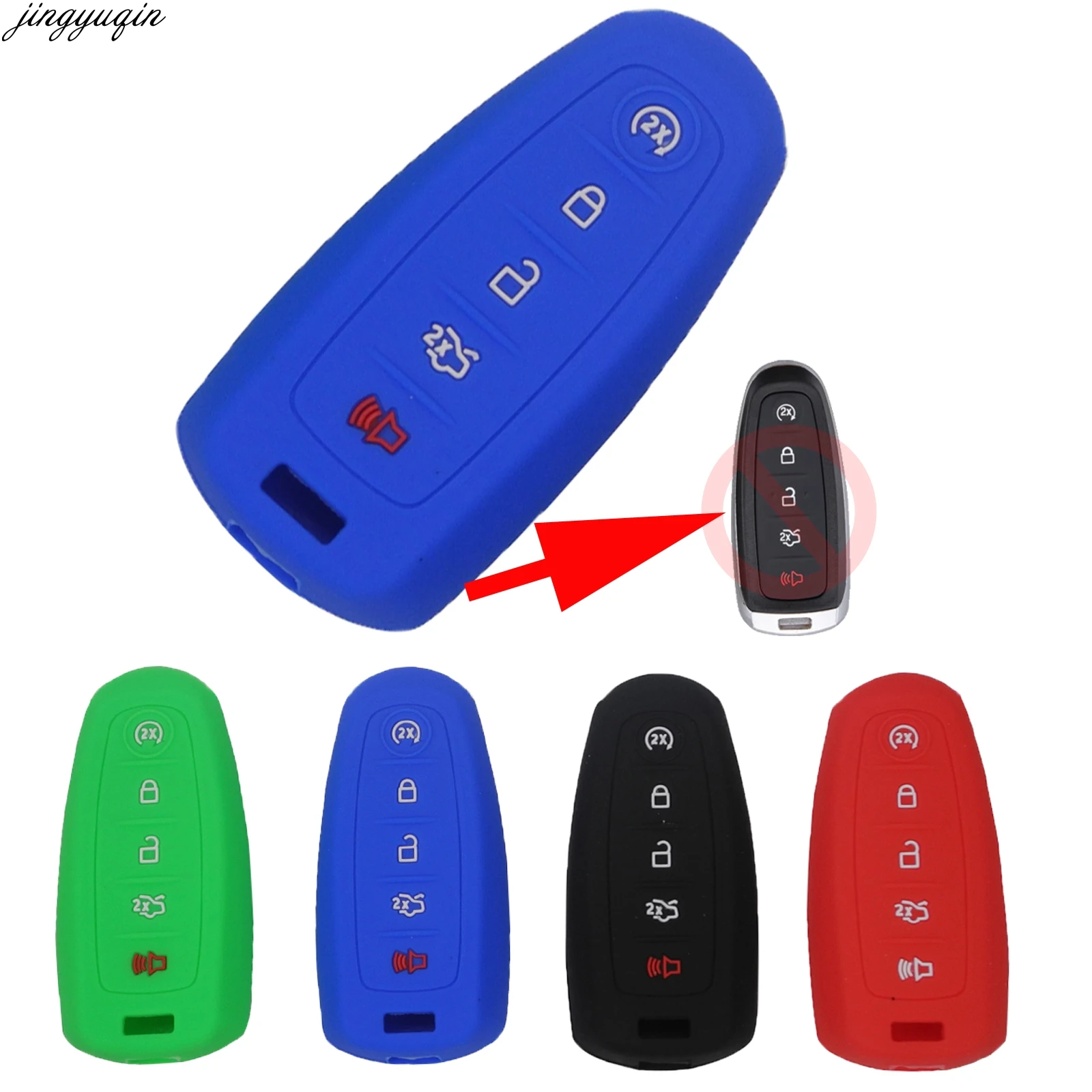 jingyuqin 30pcs/lot Silicone 5 Buttons Smart Remote Car Key Case For Ford C-Max Edge Escape Explorer Flex Focus Lincoln MKS | Автомобили и