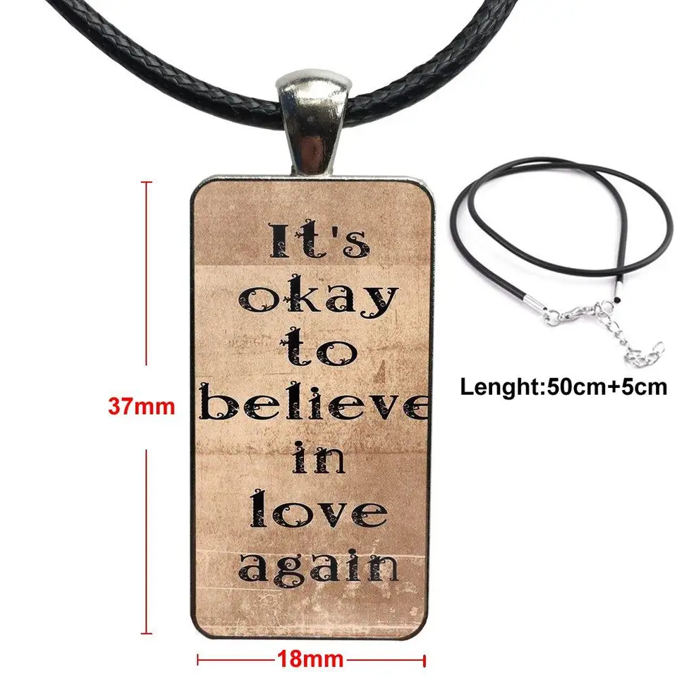 Okay Ok Belle Citation Collier Mode Longue Chaine Avec Rectangle Collier Bijoux Pour Femmes Bijoux Aliexpress