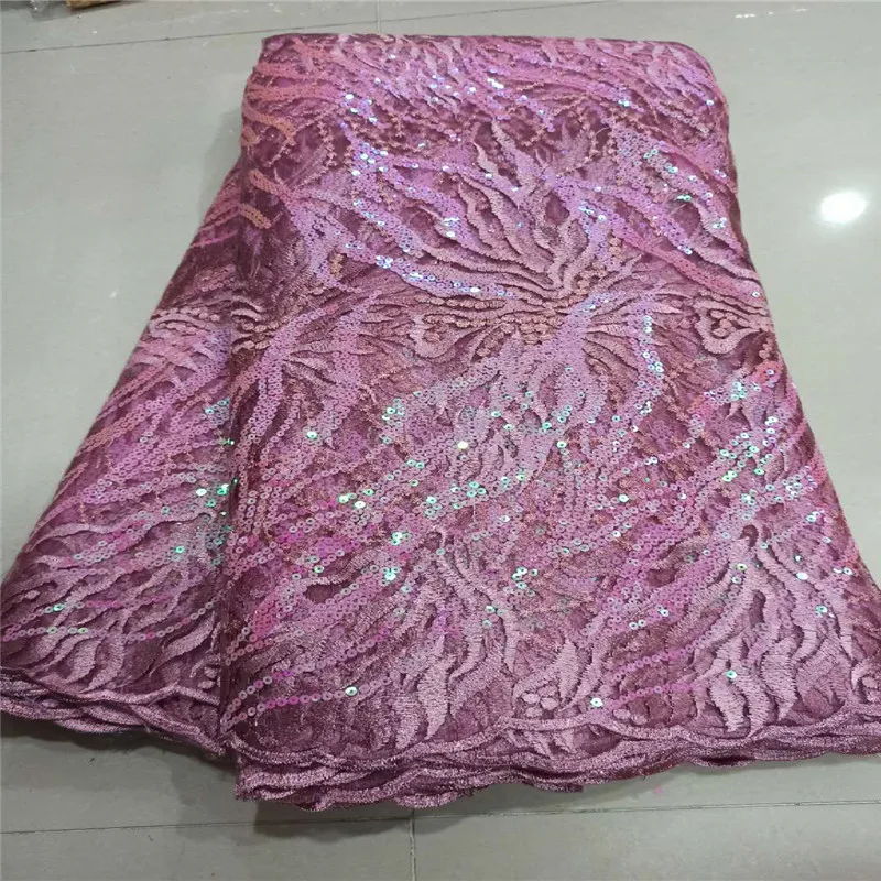 green Latest Nigerian Tulle Lace 2020 pink French Net sequins Fabric For Wedding Embroidery African | Дом и сад