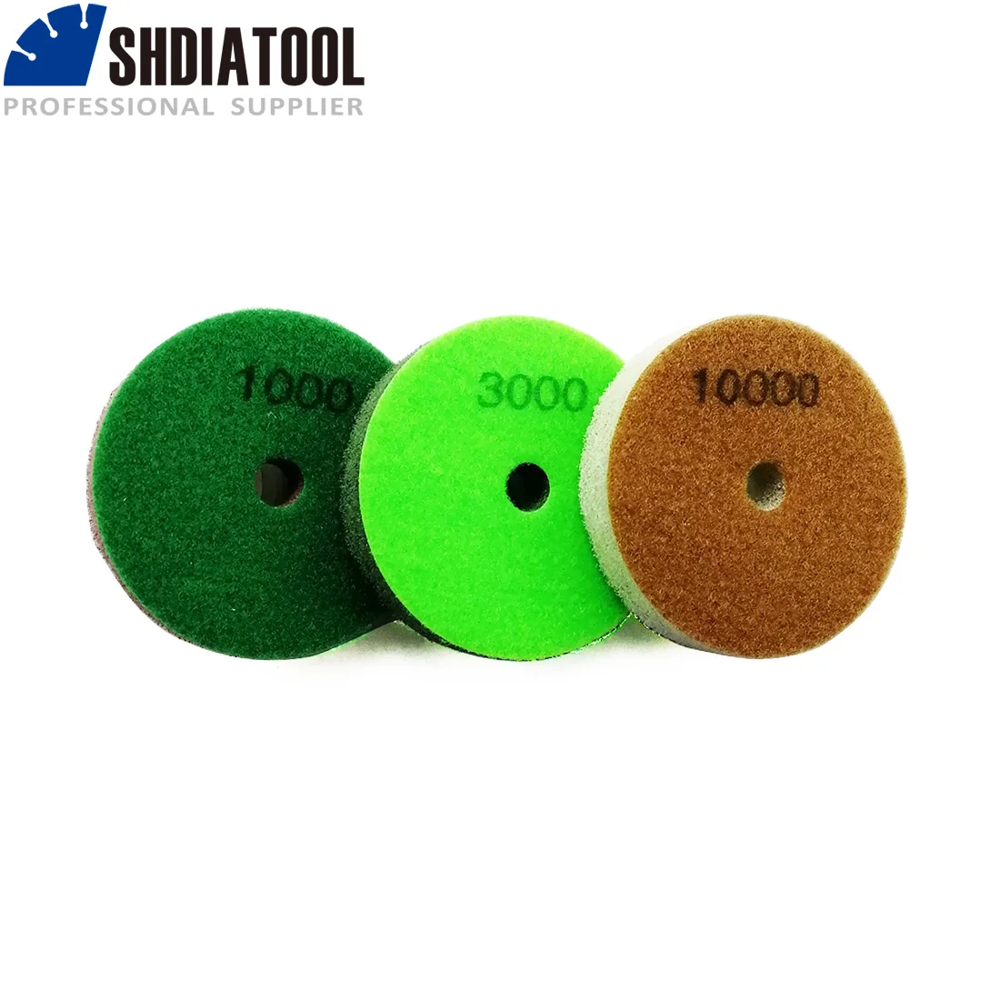 SHDIATOOL Dia 100mm/4inch Sponge Diamond Polishing Pads 6pcs or 3 sets Sanding Disc For Soft Stone Marble Artificial Stone green bamboo shower curtain sets zen stone bath mat orchid spa plant landscape bathroom decor anti slip rug toilet cover carpet